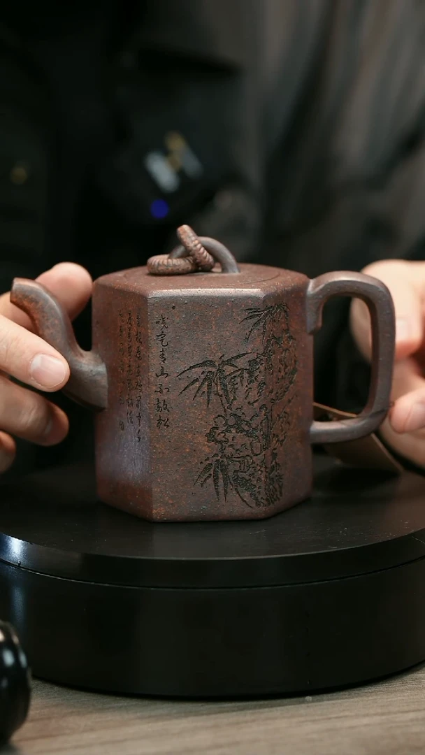 茶壶紫砂风****子H2461王芳柴烧六方双圏