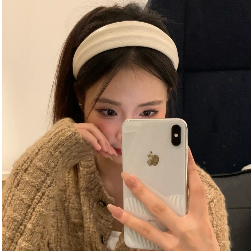元气满满可爱少女风宽边发箍pu皮材质发饰网红头箍韩系ins风百搭