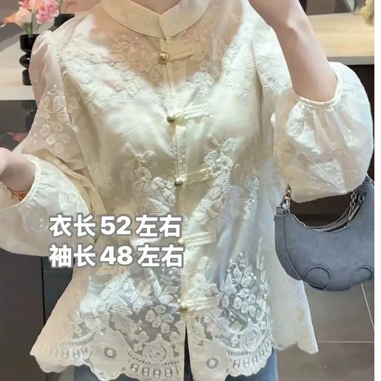 国风蕾丝钩花上衣
