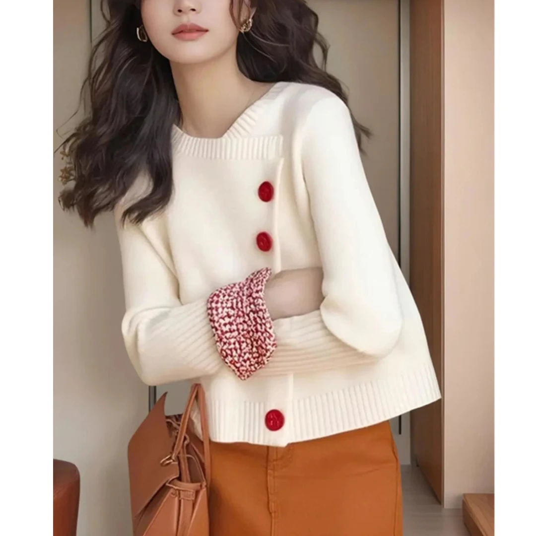 YS#今年流行不规则设计感针织开衫气质减龄毛衣外套上衣DY12092