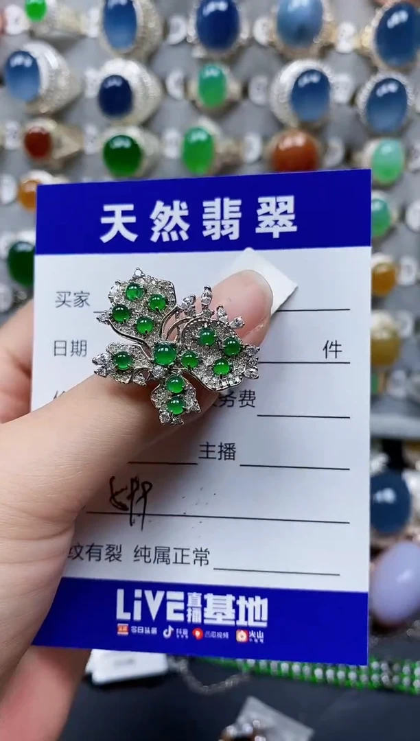 翡翠戒指银S925镶嵌599