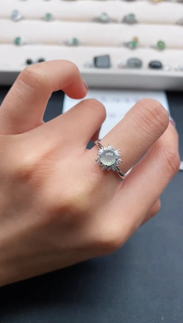 银S925镶嵌戒指翡翠7777777+6