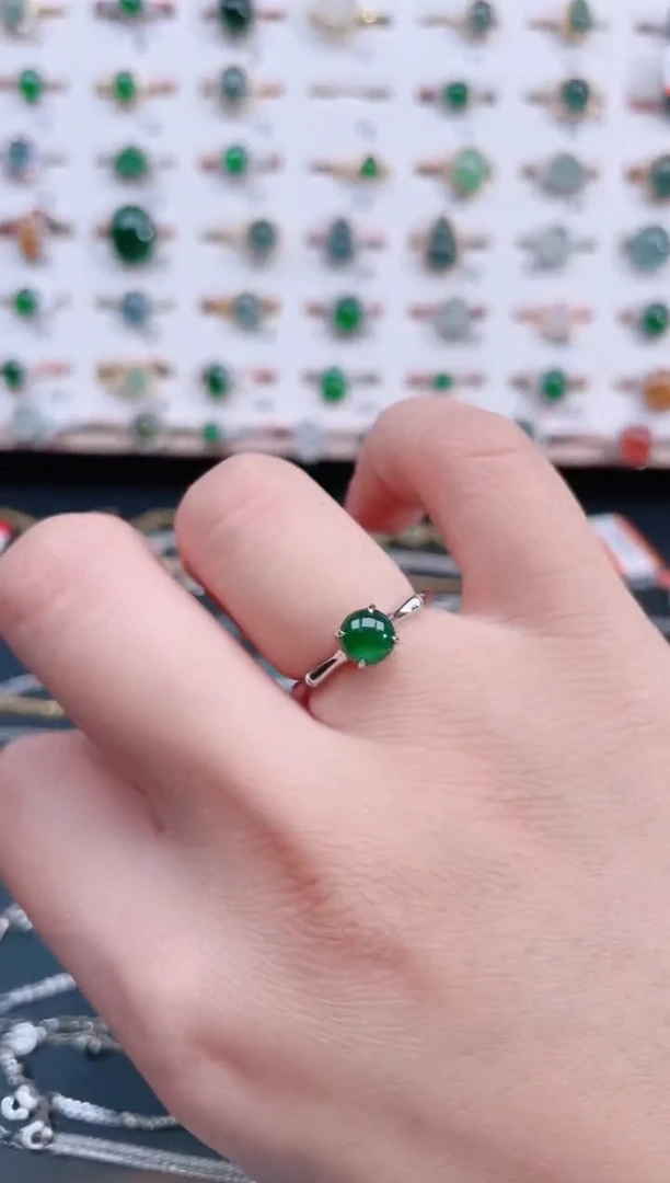 银S925镶嵌戒指翡翠天然翡翠