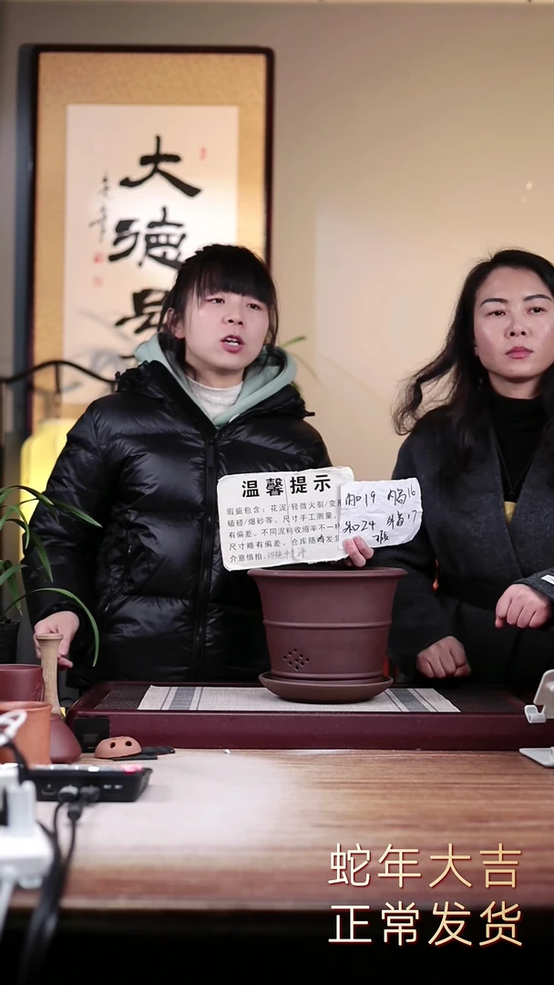 【闪购商品】紫砂花盆瑕疵紫泥双线圆斗笠一只带瑕疵托盘