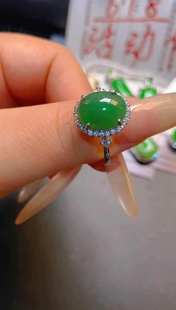 翡翠银S925镶嵌耳饰天然