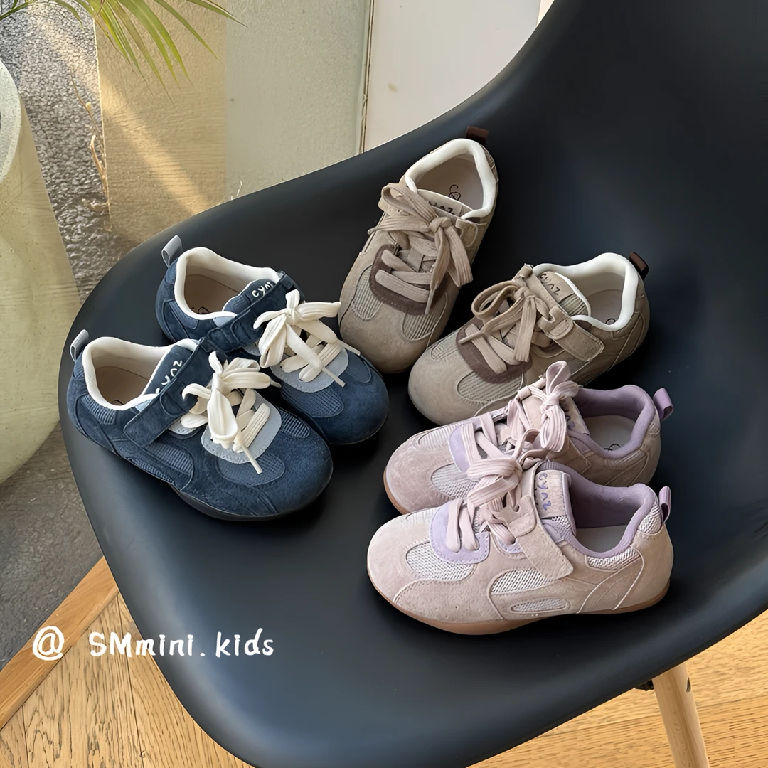 儿童运动鞋2025春季新款女童跑步男童真皮德训鞋大童休闲网面透气