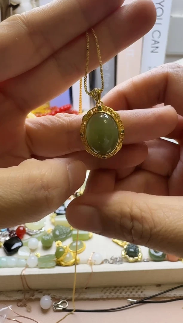 吊坠(不含链)银S925镶嵌和田玉吊坠(不含链) 银S925镶嵌 和田玉