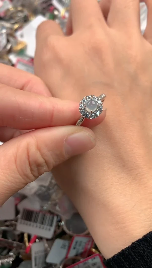 银S925镶嵌戒指翡翠444   5