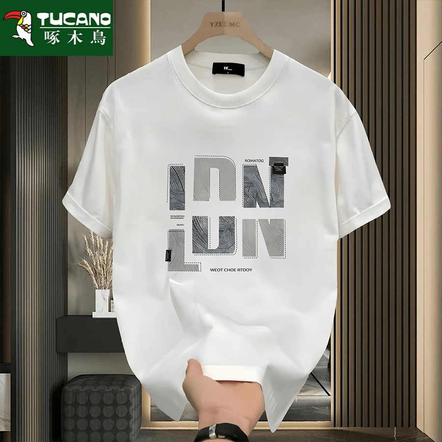 啄木鸟短袖t恤男士夏季ins风潮牌休闲纯棉男生体恤半袖打底衫上衣