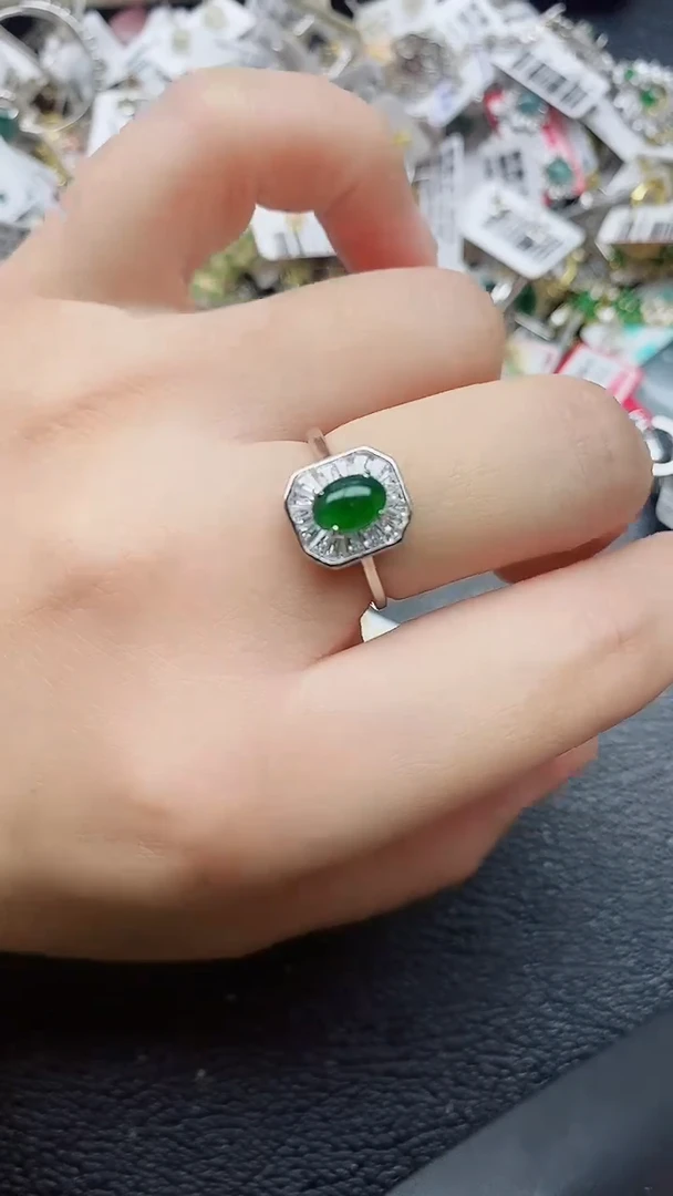 银S925镶嵌戒指翡翠1