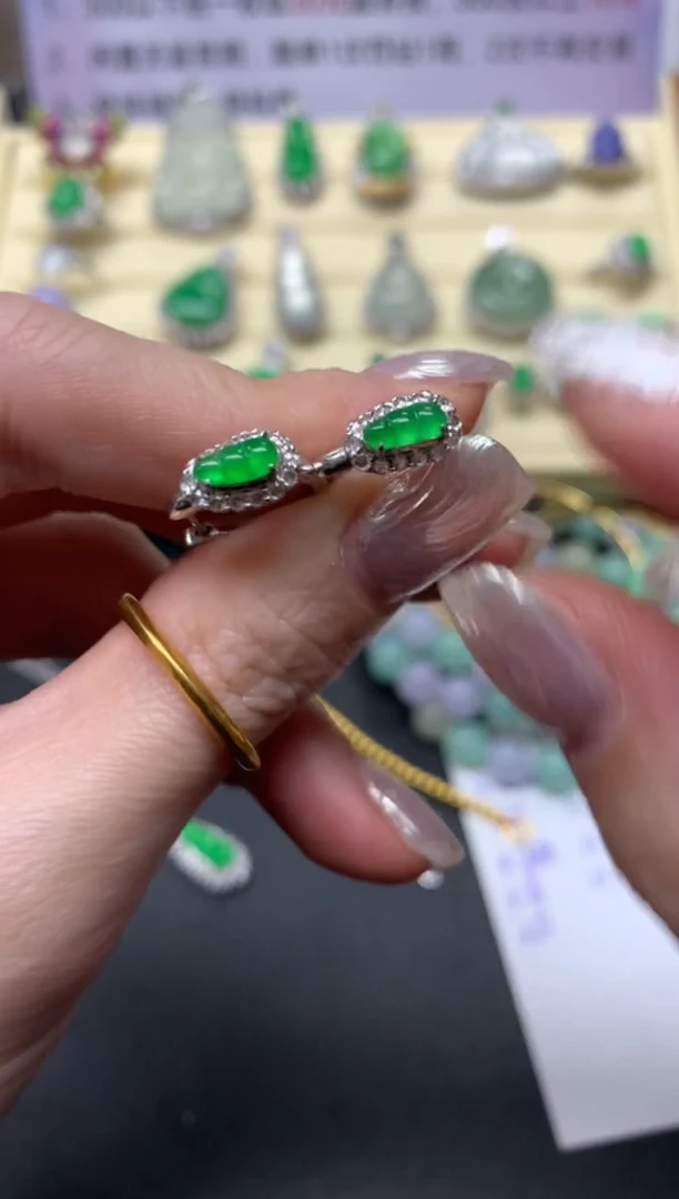 【闪购商品】翡翠耳饰18K金镶嵌耳饰|6500+650