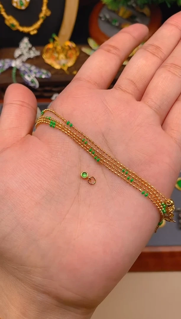 【闪购商品】翡翠项链银S925镶嵌金色可调节项链