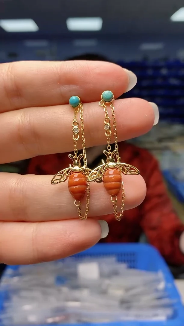 【闪购商品】南红玛瑙耳饰银S925镶嵌  G12987