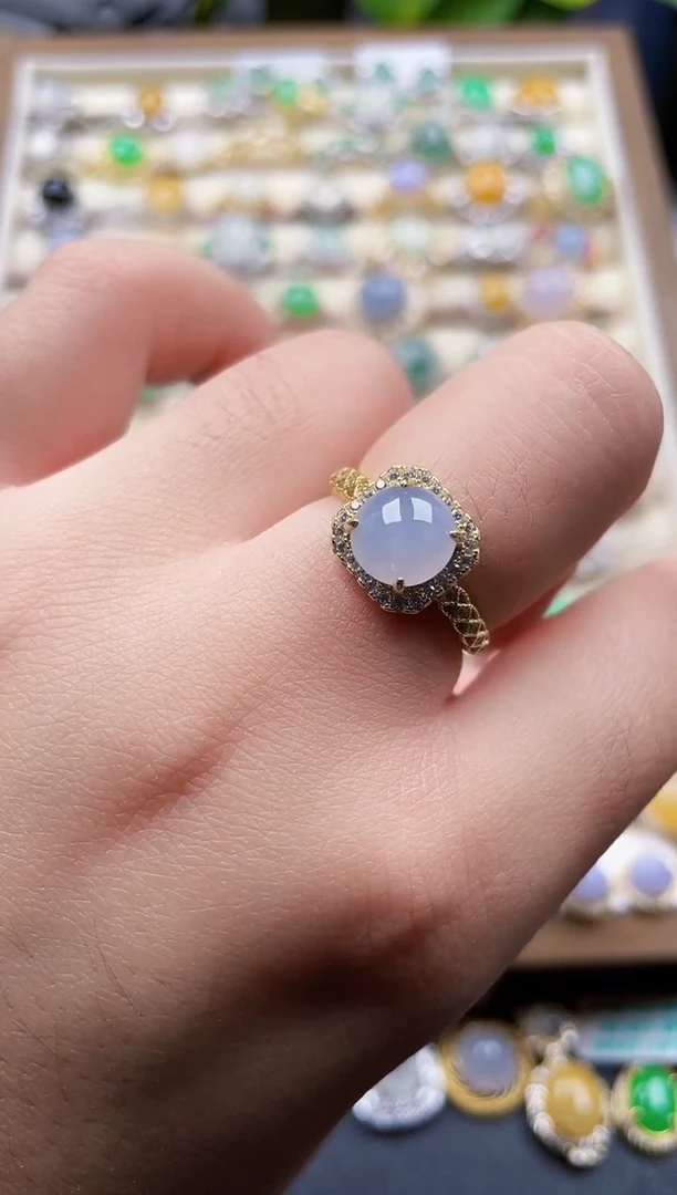 银S925镶嵌戒指翡翠50