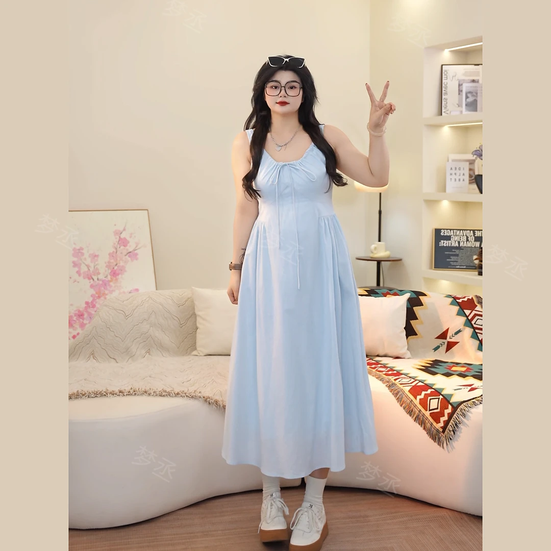 梦丞-胖妹妹大码女装夏季时尚气质百搭显瘦连衣裙宽松吊带裙