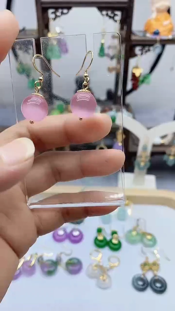 变石猫眼14K金镶嵌耳钉26