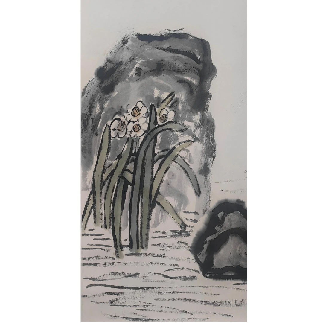 LOT.108 《兰石图》66*45cm 纸本设色立轴