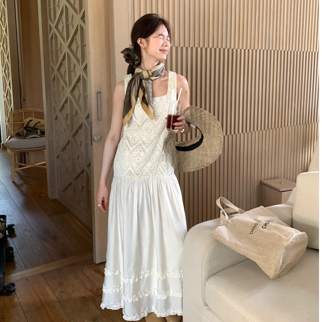 2025早春新款时尚连衣裙气质显方领洋气休闲百搭长款连衣裙女外穿