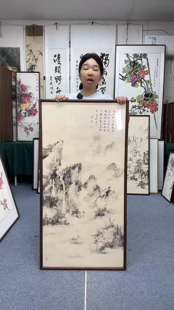 国画63*163实木画框京东包邮手绘