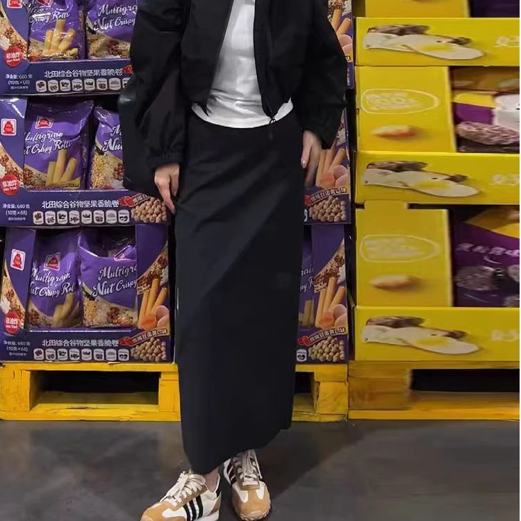 高腰纯色后开叉百搭加棉半身裙#5045（所有细节以直播间为准）