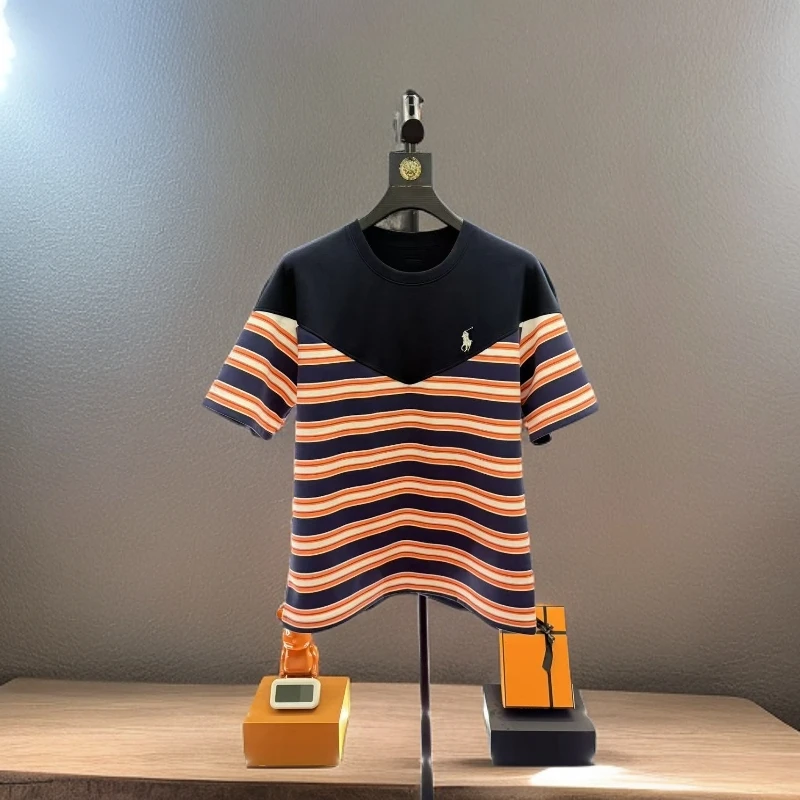 2025年网红爆款夏季新款T恤轻奢3D刺绣时尚半袖圆领百搭潮流高奢