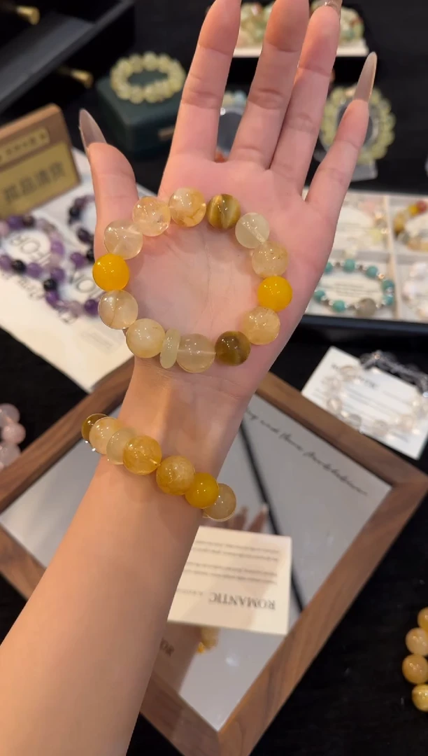 合金手链水晶黄色多宝手链x3395