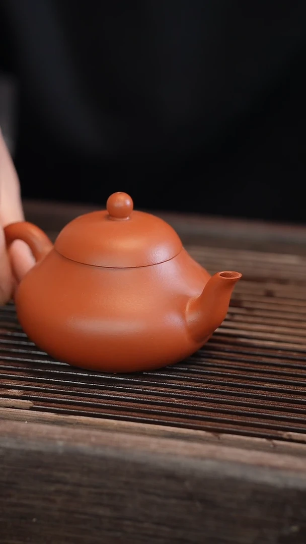茶壶紫砂梨型 朱泥 半手工 180cc