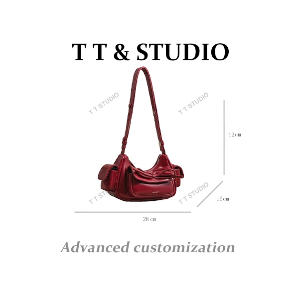 【TT Studio】SK-83033-红色 RAIN.CUN简约腋下斜跨轻奢女包