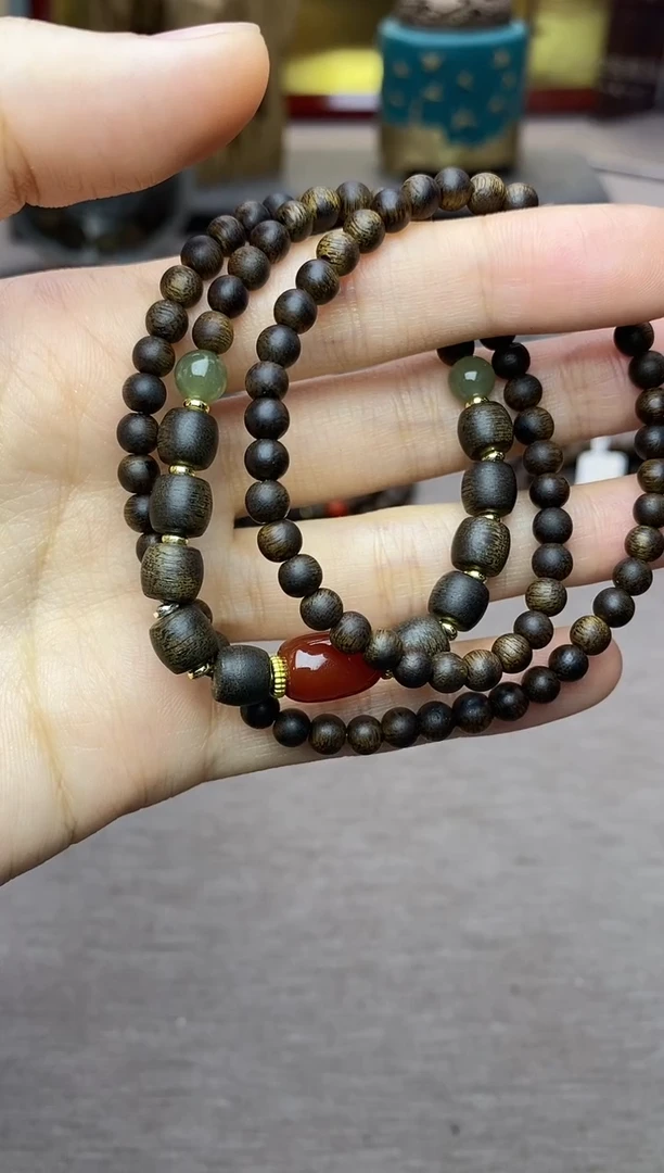 【闪购商品】沉香手串白棋04+紫棋06三圈设计