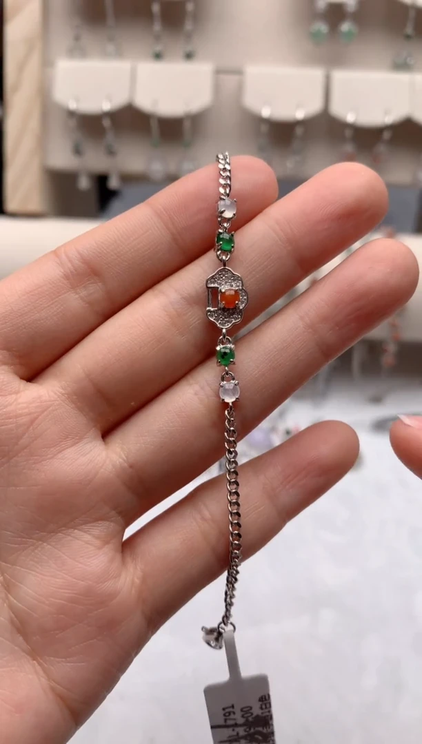 【闪购商品】翡翠手链银S925镶嵌3号