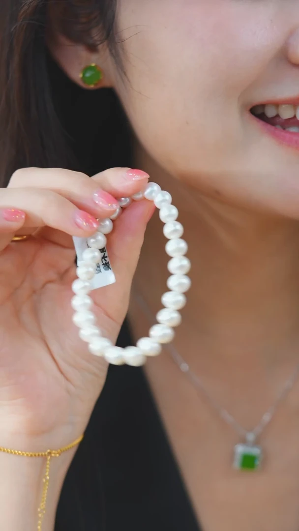 淡水珍珠手绳银S925镶嵌珍珠手串HNZ11379