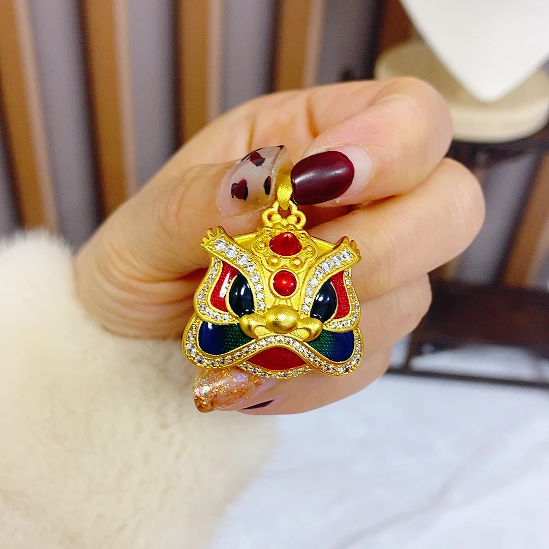 时尚百搭 点钻珐琅彩醒狮吊坠女项链精品不掉色首饰品