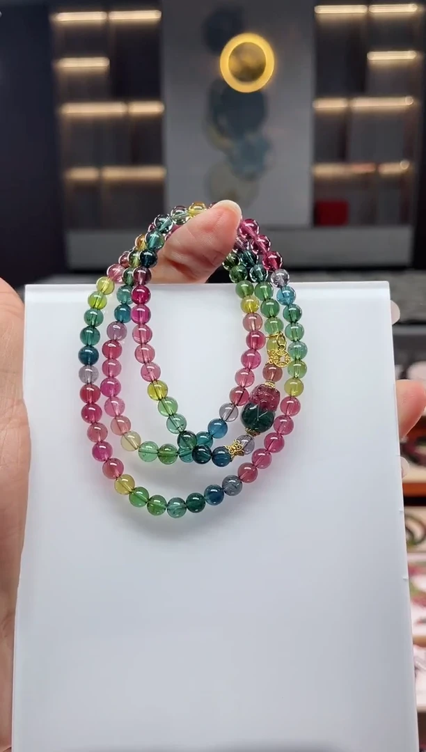 未镶嵌老矿碧玺三圈手串5mm+碧玺（多样性发一条）Q