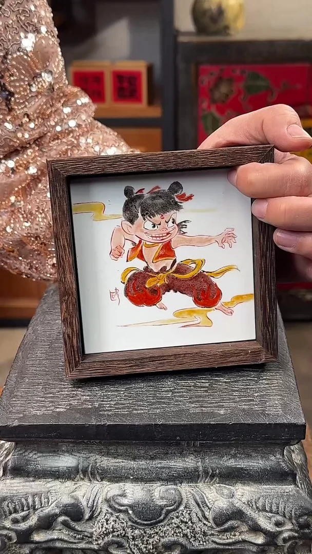 【闪购商品】摆件 釉上彩陶瓷实木收纳盒