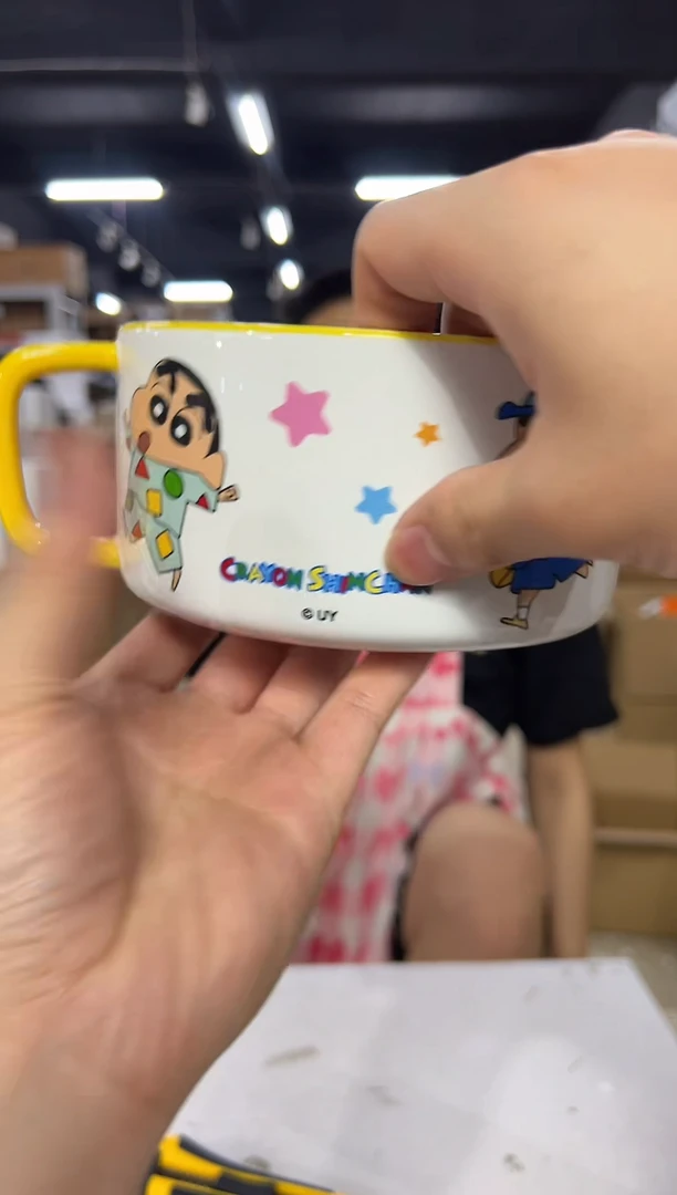 瓷片b款黄色蜡笔小新超人泡面碗微瑕