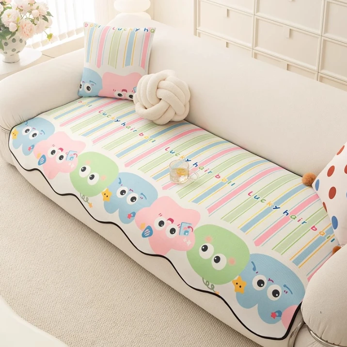 麦颜夏天卡通异形冰丝沙发垫夏用2025新款防滑凉感沙发凉席垫盖布