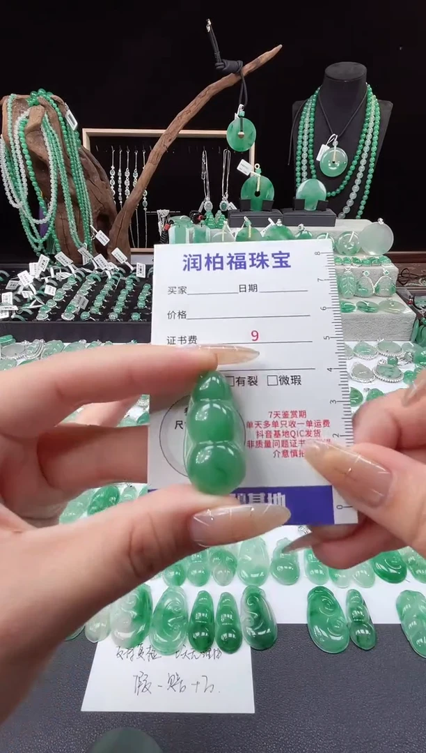 吊坠(赠链)未镶嵌石英质玉（非洲翠）22.219豆子