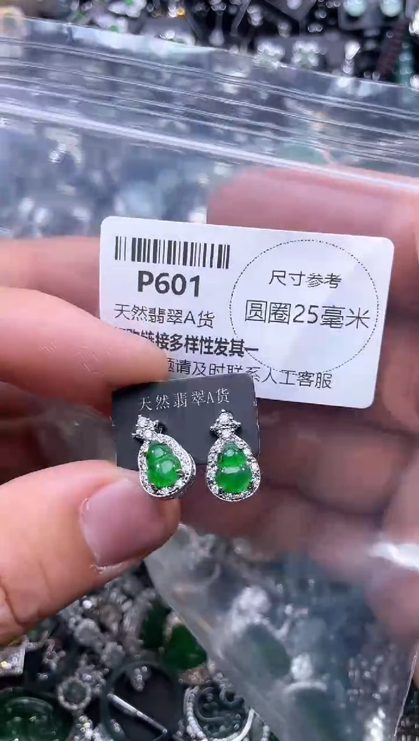 【闪购商品】翡翠颈饰未镶嵌P601耳钉