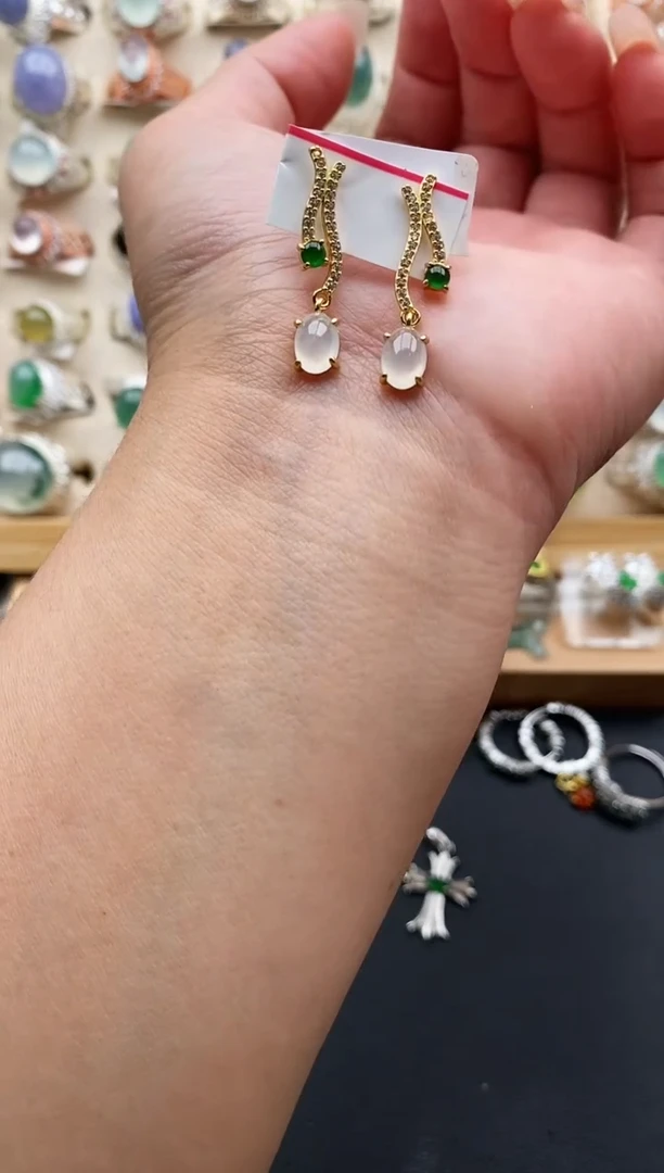 银S925镶嵌戒指翡翠缅甸天然A货翡翠1 5-9