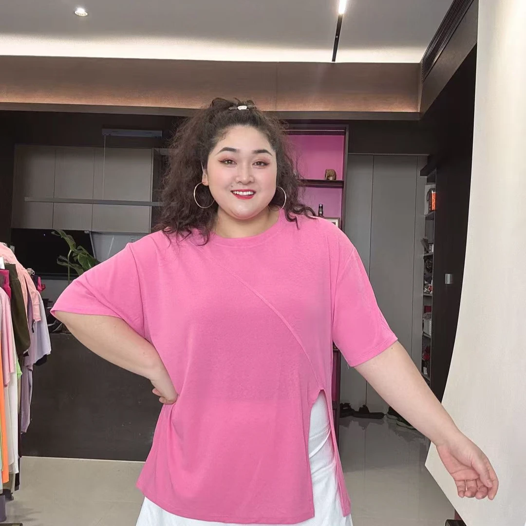 励志女孩【竹节速干面料】大码瑜伽运动侧开叉短袖SY-312