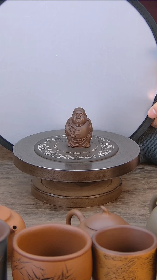 紫砂茶宠紫泥金算盘