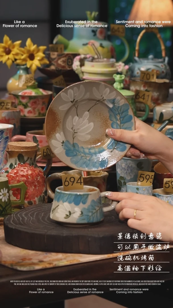 陶瓷694景德镇高温釉下彩绘设计师款式