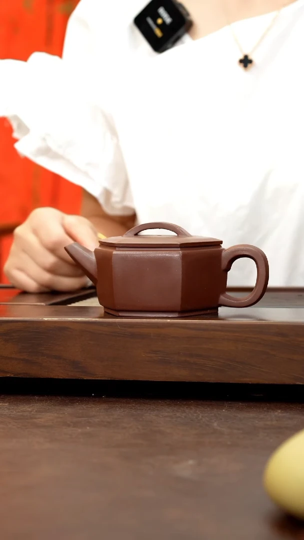 茶壶紫砂紫泥全手六方汉瓦180cc左右