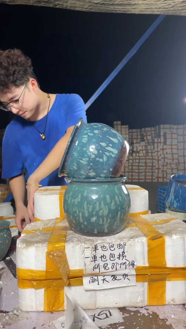 紫砂花盆宜兴紫砂粗陶花盆花盆口/高18/16
