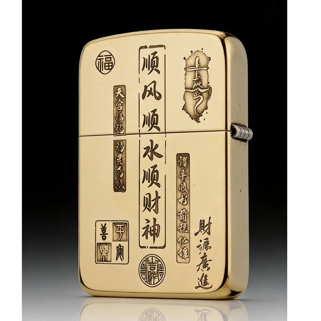 ZIPPO/之宝zippo顺风顺水煤油防风打火机顺财神男士礼物国风