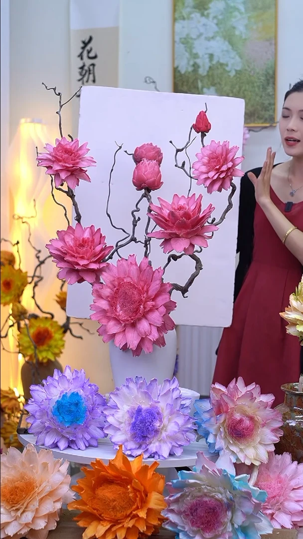 龙枣支洋蓟樱花粉【带花瓶】