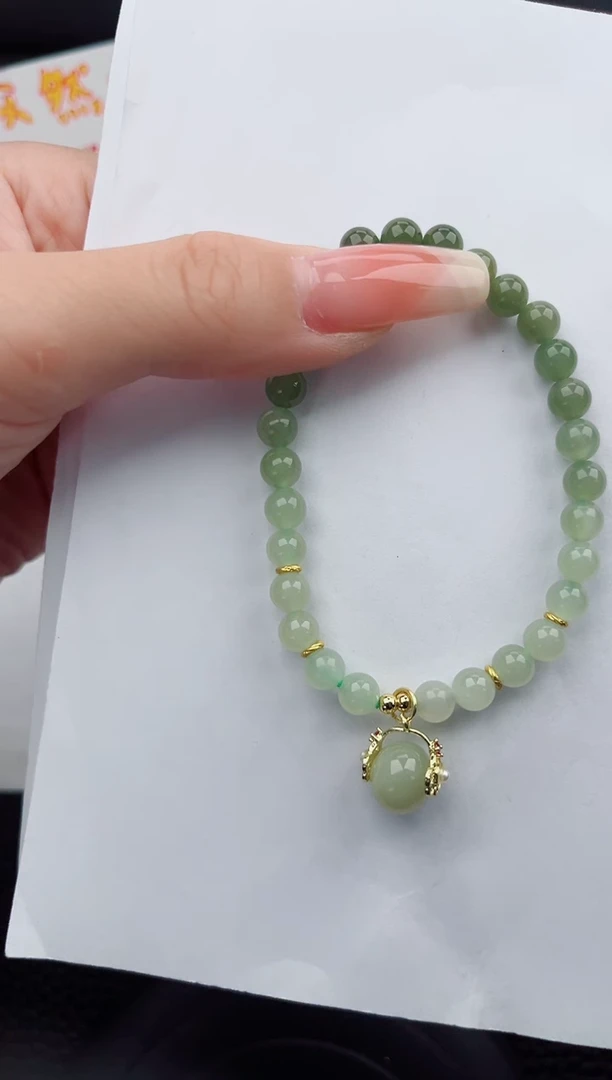 【闪购商品】和田玉手串未镶嵌222岚钻微色差T1