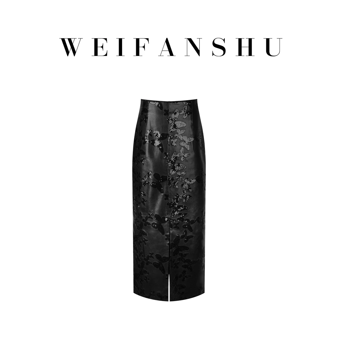 WEIFANSHU/魏凡舒【雾里看花】秋冬新款设计百搭显瘦感蝴蝶半裙优雅