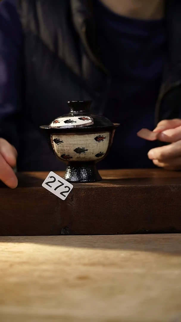 瓷片福利设计师款/高足好多鱼盖碗