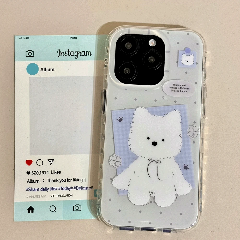 呆萌小狗适用华为mate60苹果oppo小米15/14/13防摔vivo手机壳女